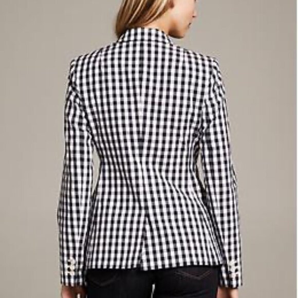 NWT Banana Republic Factory stretchable linen gingham blazer size 2 - Picture 2 of 11